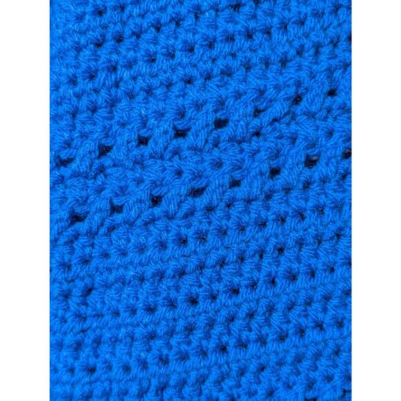 Hand Made Crocheted Loose Knit Nautical Blue Crew Neck Sweater Size Approx. L - Picture 3 of 6